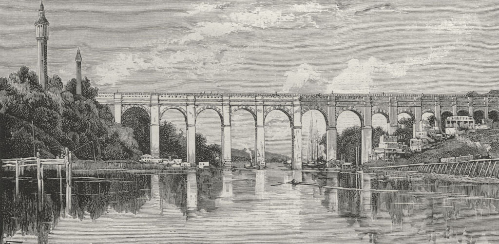 NEW YORK CITY. High Bridge, Harlem River, New York 1882 old antique print